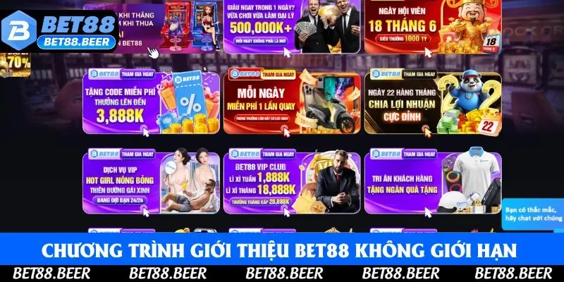 Chương trình giới thiệu Bet88 không giới hạn số lượng Chương trình giới thiệu Bet88 không giới hạn số lượng